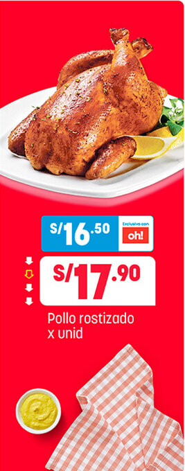 Plaza Vea Pollo rostizado x unid oferta