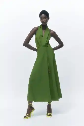 ZARA Vestido cruzado con lino oferta