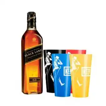 Almendariz Johnnie walker black label x 750 ml + 4 vasos de regalo oferta