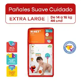 InkaFarma Pañales ninet suave cuidado talla xl - bolsa 44 un oferta