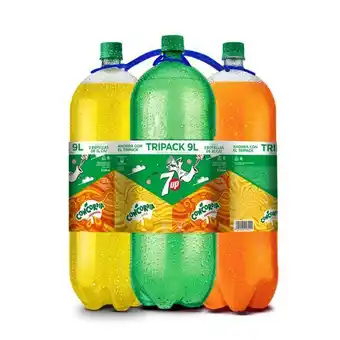 Tottus Tripack gaseosa sevenup / concordia naranja / concordia piña 3 l oferta