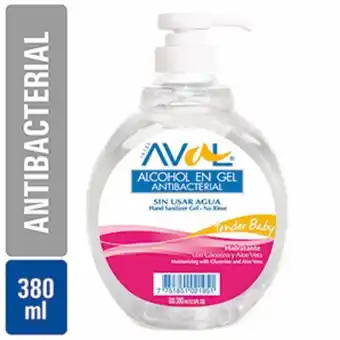 InkaFarma Alcohol en gel antibacterial aval tender baby - frasco 380 ml oferta