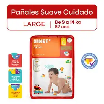 InkaFarma Pañales ninet suave cuidado talla l - bolsa 52 un oferta