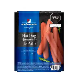 Tottus Six pack hot dog ahumado de pollo 220 gr oferta