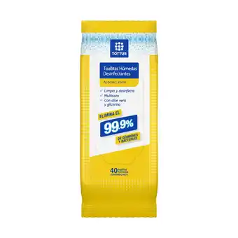 Tottus Toallitas humedas desinfectantes limón tottus 40 unidades oferta