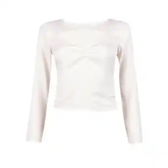 Tottus Polo corte frente en v mujer l blanco oferta