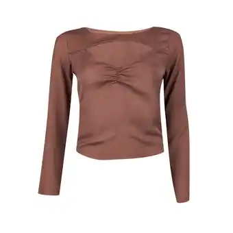 Tottus Polo corte frente en v mujer xl marron oferta