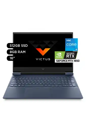 Tiendas EFE Laptop hp victus 16-d0503la windows 11 intel core i5-11400h nvidia geforce gtx 1650 8gb ram 256gb fhd 16" oferta