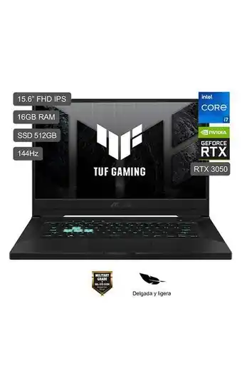 Tiendas EFE Laptop gamer asus tuf dash f15 fx516pc-hn004t 15.6' fhd intel core i7 512gb 16gb oferta