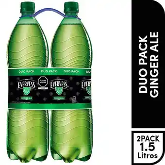 Vivanda Gaseosa evervess ginger ale botella 1.5l pack 2un oferta