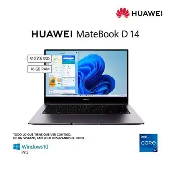 Hiraoka Laptop huawei matebook d14 14" fhd ips i7-1165g7 512gb ssd 16gb ram windows 10 pro oferta