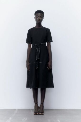 ZARA Vestido pespuntes contraste oferta