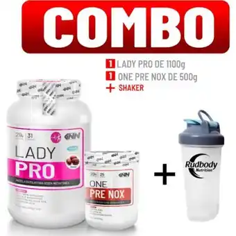 Platanitos Innovate nutrition combo innovate nutrition - lady pro 1.100 kg. vainilla + one pre nox 500 gr. fruit punch + shaker oferta