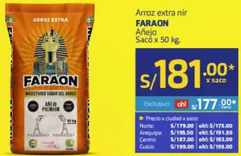 Makro Arroz Extra Nir Faraon Añejo Saco 50kg oferta
