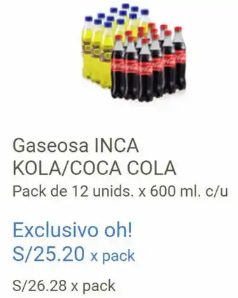 Makro Gaseosa Inca Kola/Coca Cola 12 Unids x 600ml oferta