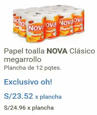 Makro Papel Toalla Nova Clásico Megarollo Plancha de 12 Pqtes oferta