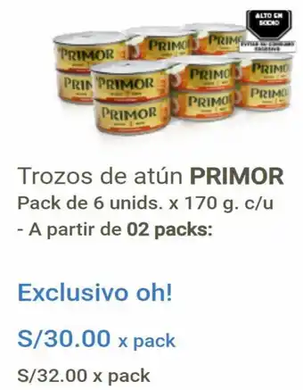 Makro Trozos de Atún Primor Pack de 6 Unid x 170g oferta