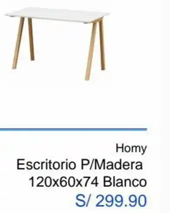 Sodimac Homy Escritorio P/Madera 120 x 60 x 74 Blanco oferta