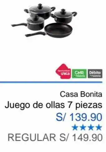 Sodimac Casa Bonita Juego de Ollas 7 Piezas oferta