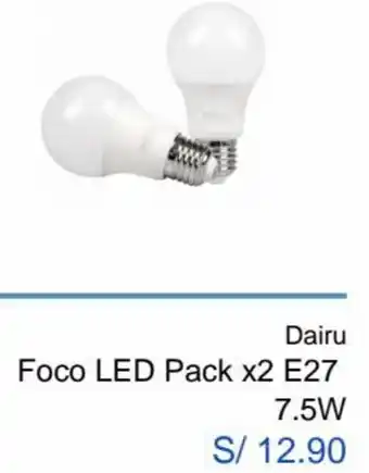 Foco Led Pack x 2 E27 7,5W