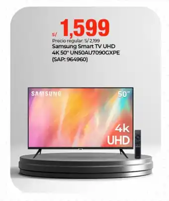 Metro Samsung Smart TV UHD 4K 50" UN50AU7090GXPE oferta