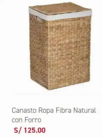 Canasto Ropa Fibra Natural con Forro