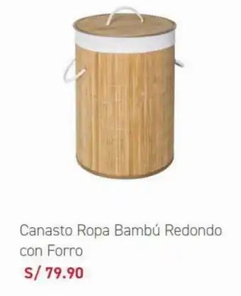 Casaideas Canasto Ropa Bambu Redondo con Forro oferta