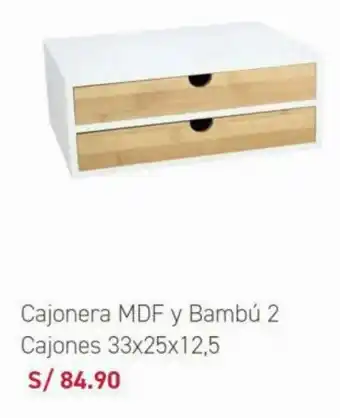 Casaideas Cajonera MDF y Bambu 2 Cajones 33x25x12.5 oferta