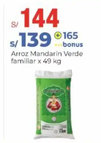 Metro Mandarin Verde Arroz familiar x 49 kg oferta