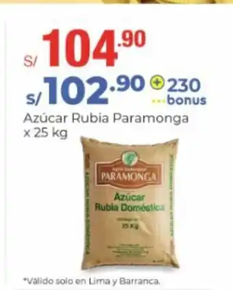 Metro Rubia Paramonga Azucar x 25 kg oferta