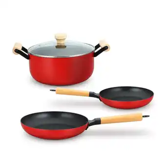 Tottus Set olla 24cm +sarten 24cm +sarten 20cm raspberry oferta