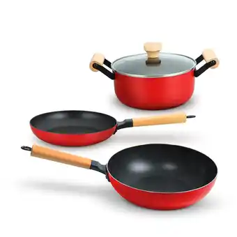 Tottus Set olla 22cm +sarten 24cm + wok 28cm raspberry oferta