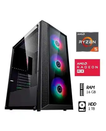 Tiendas EFE Computadora pc gamer ryzen 5 ram 16gb disco duro 1tb video rx 550 4gb case 500w led oferta