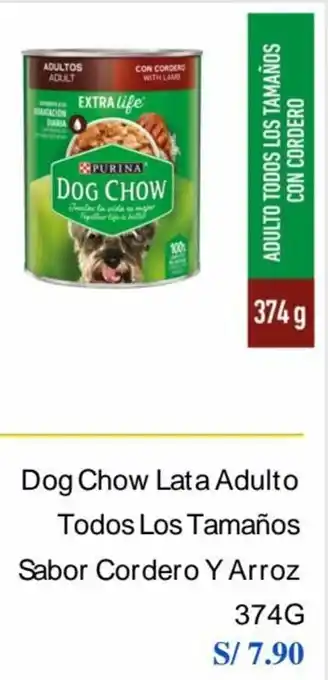 Dog Chow Lata Adulto Todos Los Tamaños Sabor Cordero Y Arroz 374g