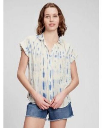 Blusa drapey manga corta mujer