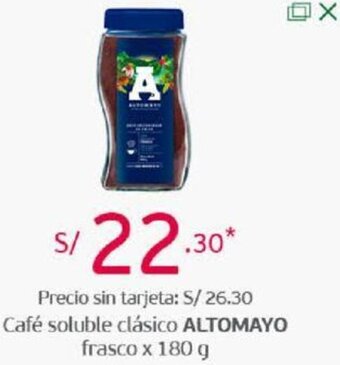 Tottus Café Soluble Clásico Altomayo Frasco 180g oferta