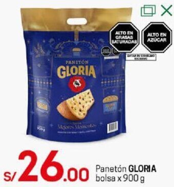 Tottus Panetón Gloria Bolsa 900g oferta