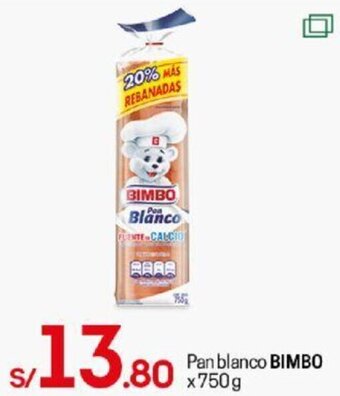 Tottus Pan Blanco Bimbo 750g oferta