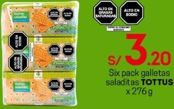 Tottus Six Pack Galletas Saladitas Tottus x 276g oferta