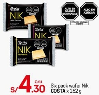 Tottus Six Pack Wafer Nik Costa 162g oferta