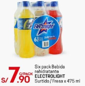 Tottus Six PAck Bebida Rehidratante Electrolight Surtido/Fresa 475ml oferta