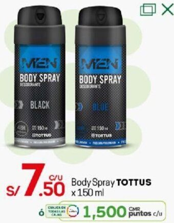 Tottus Body Spray Tottus 150ml oferta