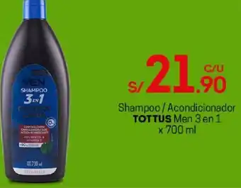 Tottus Shampoo/Acondicionador Tottus Men 3 en 1 700ml oferta