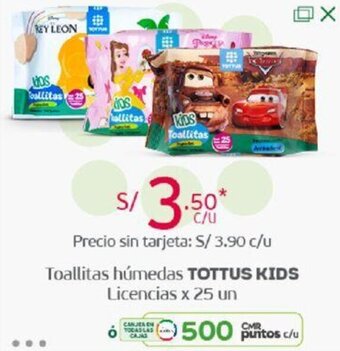 Toallitas Húmedas Tottus Kids Licencias 25Und