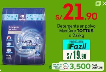 Tottus Detergente en Polvo MaxCare Tottus 2,6kg oferta