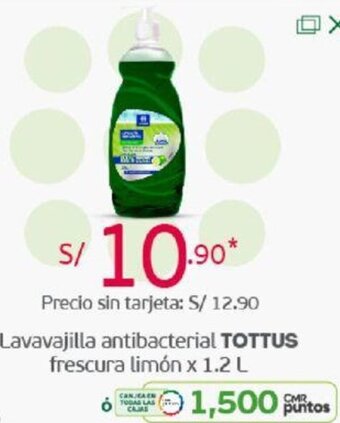 Tottus Lavavajilla Antibacterial Tottus Frescura Limón 1,2L oferta