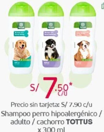 Shampoo Perro Hipoalergénico/Adulto/Cachorro Tottus 300ml