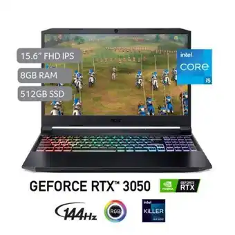Hiraoka Laptop gamer acer an515-57-5323 15.6" intel core i5-11400h 512gb ssd 8gb ram oferta
