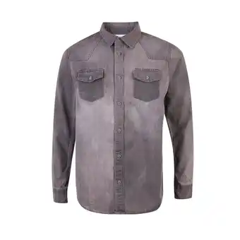 Tottus Camisa denim manga larga hombre s gris oferta