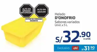 Makro Helado D'Onofrio Sabores Variados 5L oferta